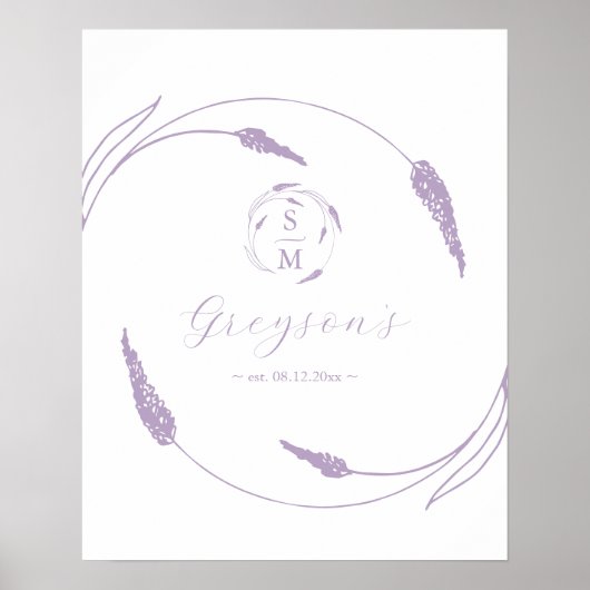 Unieke Lavendel Trouwteken en Keepsake Poster (Voorkant)
