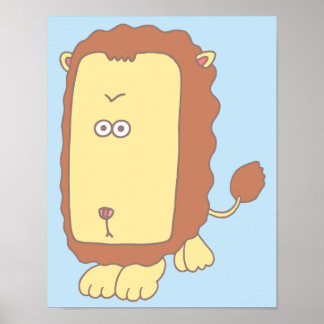 Unieke leeuw met een groot gezicht. poster
