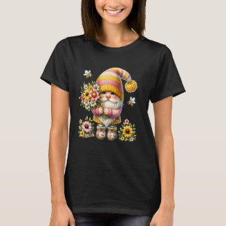 Unieke Lente Kabouter Met Bloemendecoratie Schatti T-shirt