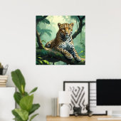 Unieke Leopard op Tree Oerwoud Art Poster (Thuiskantoor)