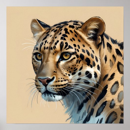 Unieke Leopard Schilderij Oerwoud Dierenkunst Poster (Voorkant)