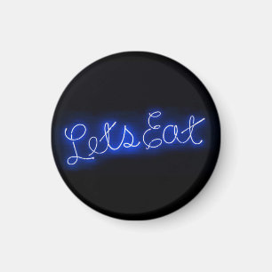 Unieke Let's Eat Neon Sign in Blue Magneet