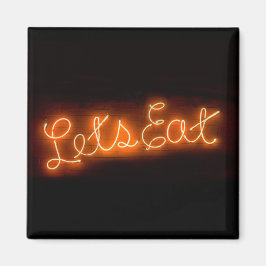 Unieke Let's Eat Neon Sign in Oranje Magneet