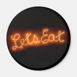 Unieke Let's Eat  Neon Sign in Oranje Magneet
