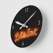 Unieke Let's Eat Neon Sign in Oranje Ronde Klok (Hoek)