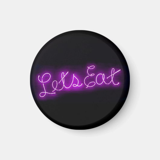Unieke Let's Eat  Neon Sign in Paars Magneet (Voorkant)