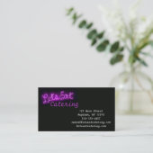 Unieke Let's Eat  Neon Sign in Paars Visitekaartje (Staand voorkant)