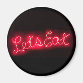 Unieke Let's Eat  Neon Sign in Red Magneet (Voorkant)