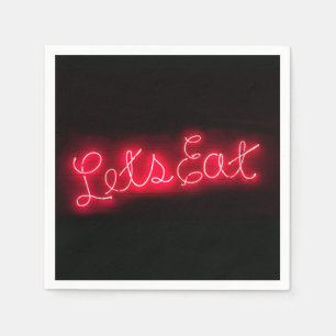 Unieke Let's Eat  Neon Sign in Red Servet