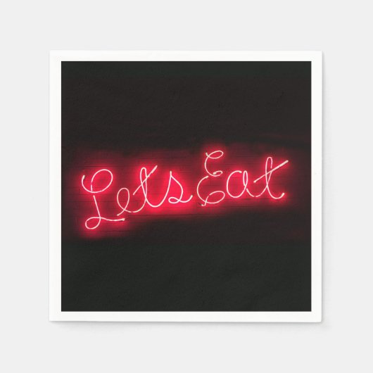 Unieke Let's Eat  Neon Sign in Red Servet (Voorkant)