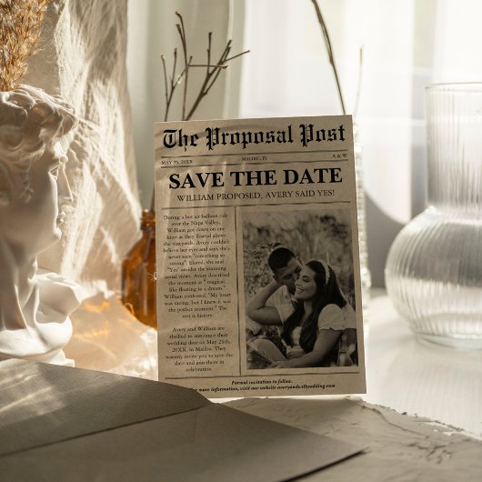 Unieke leuke foto krant bruiloft save the date