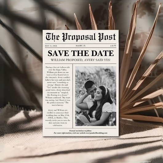 Unieke leuke foto krant bruiloft save the date