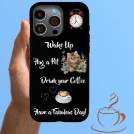 Unieke leuke kat en koffie liefhebber iPhone 16 pro max hoesje