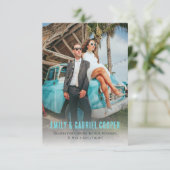 Unieke Leuke Kitschy Huwelijksreis Foto Bruiloft Bedankkaart (Staand voorkant)