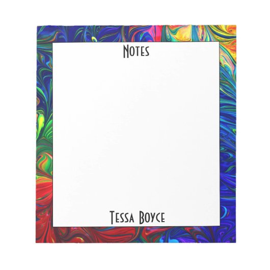 Unieke Leuke Kleurrijke Monogrammed Naam Notitieblok (Voorkant)