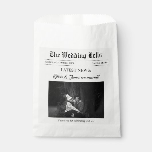 Unieke Leuke Krant Trouwfoto Bedankzakje (Voorkant)