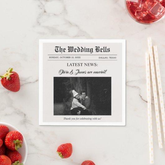 Unieke Leuke Krant Trouwfoto Servet (Insitu)