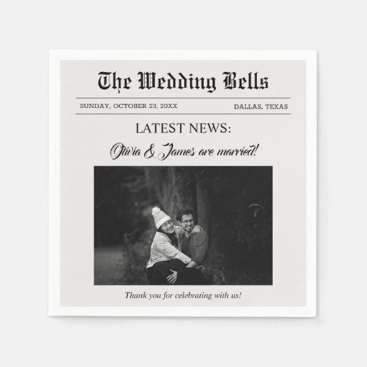 Unieke Leuke Krant Trouwfoto Servet (Voorkant)