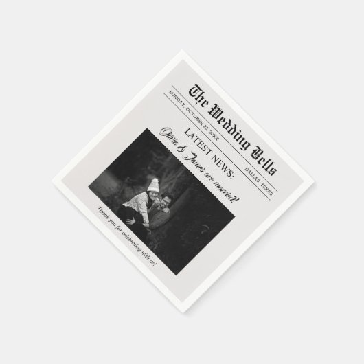 Unieke Leuke Krant Trouwfoto Servet (Hoek)