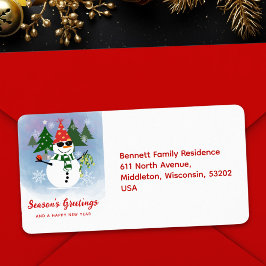 Unieke Leuke Sneeuwman Kerstboom Retouradres Etiket