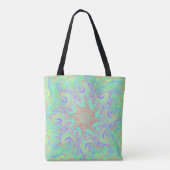 Unieke levendige mandala in pastelkleuren tote bag (Achterkant)