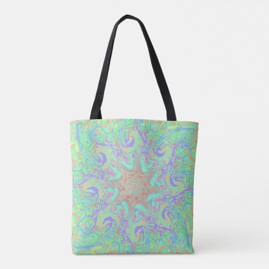 Unieke levendige mandala in pastelkleuren tote bag (Achterkant)