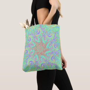 Unieke levendige mandala in pastelkleuren tote bag