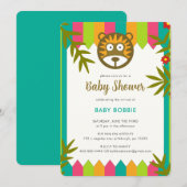 Unieke levendige Oerwoud-thema Leeuw Baby shower P Kaart (Voorkant / Achterkant)