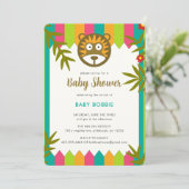 Unieke levendige Oerwoud-thema Leeuw Baby shower P Kaart (Staand voorkant)