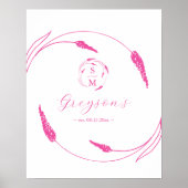 Unieke levendige roze trouwteken en aandenken poster (Voorkant)