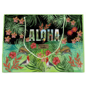 Unieke levendige Waterverf Aloha Tropical Paradise Groot Cadeauzakje (Voorkant)
