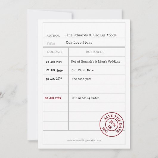 Unieke Library Kaart Save the Date Kaart (Voorkant)