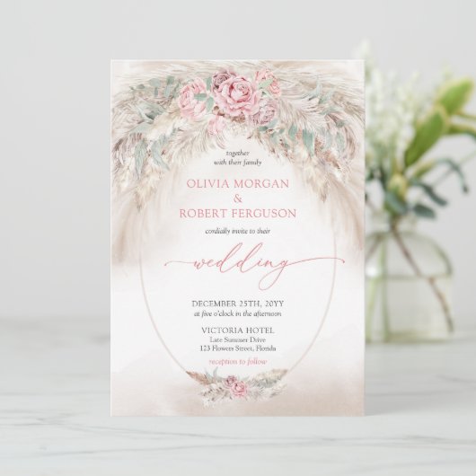 Unieke lichtbruine pampa's en stoffig roos kaart (Staand voorkant)