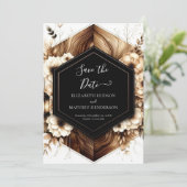 Unieke lichten rustieke bruiloft save the date (Staand voorkant)