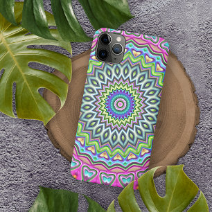 Unieke limoengroene turquoise roze mandala kunst Case-Mate iPhone case