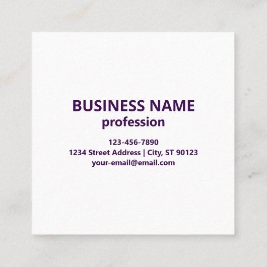 Unieke Logo of een geüpload Afbeelding | Paars Vierkante Visitekaartje (Achterkant)