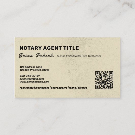 Unieke  Logo van notarisschrijver QR-code Visitekaartje (Achterkant)