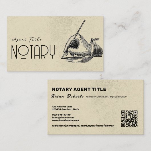 Unieke  Logo van notarisschrijver QR-code Visitekaartje (Voorkant / Achterkant)