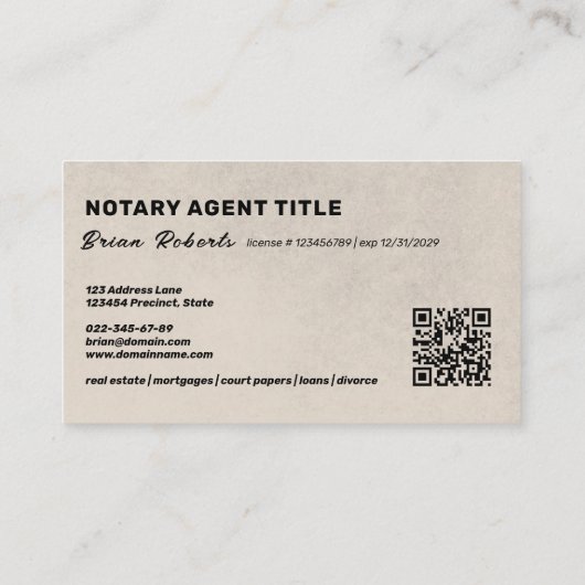 Unieke Logo van notarisschrijver QR-code Visitekaartje (Achterkant)