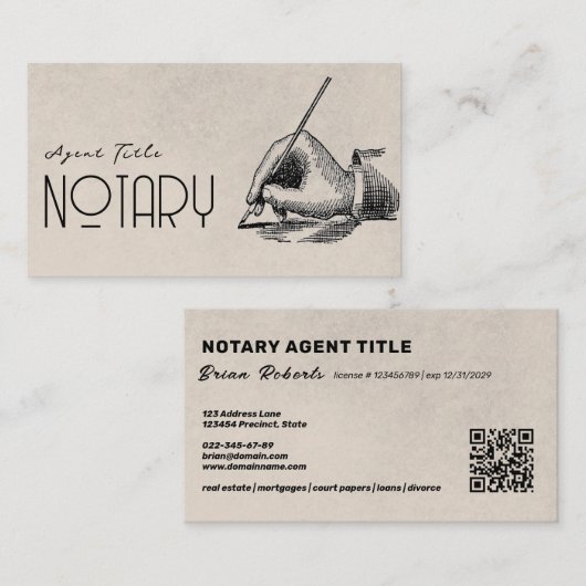 Unieke Logo van notarisschrijver QR-code Visitekaartje (Voorkant / Achterkant)