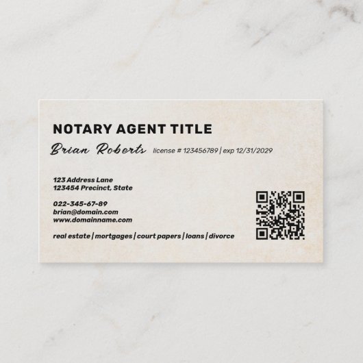 Unieke Logo van notarisschrijver QR-code Visitekaartje (Achterkant)