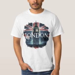 Unieke Londense oriëntatiepunten en de union jack T-shirt