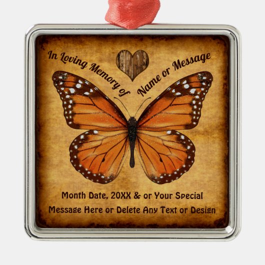 Unieke  look, vlindergedenkornamenten metalen ornament (Voorkant)