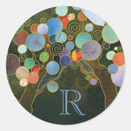 Unieke Love Trees Blue Wedding Monogram Ronde Sticker