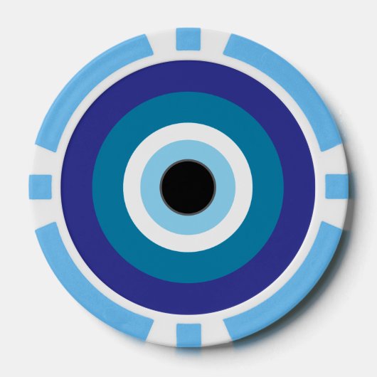 Unieke Lucky Blue Evil Eye Poker Chips (Voorkant)