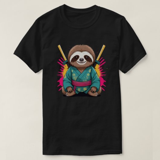 Unieke Luiaard Samurai Fun & Quirky Animal Warrior T-shirt (Design voorkant)