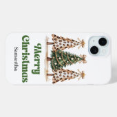 Unieke luipaardprint kerstbomen met aangepaste naa Case-Mate iPhone case (Achterkant (horizontaal))