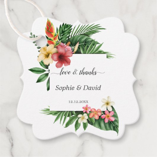 Unieke Lush Tropical Garden Floral Bloom Wedding Bedankjes Labels (Voorkant)
