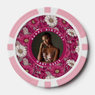 Unieke Madeliefjes Bloem Veertigste Verjaardag Poker Chips