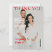 Unieke magazine cover foto bruiloft bedankkaart (Voorkant)